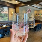 355ml Starbucks Cherry Blossom Cup Pink Sakura Cold Change Glass W stirring Rod