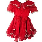 Vintage Sweet N Sassy Pageant Girls Dress Size 7 Red Ruffles Bows Bells Lace 80s