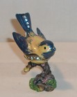 Jeweled Enamel Blue Bird Metal Hinged Trinket Box - Rhinestones -