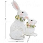 2-pc Bunny Floral Garden Statue Rabbit Figurine Indoor Outdoor Spring Home Decor