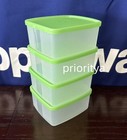 Tupperware Small Freezer It Square Rounds 400ml Container Set 4 Sheer Green New