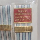 Vtg Nos New  Men Conservative Suspenders Long Length Blue Wht Striped Gentleman 