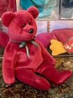Authentic Rare New Face Cranberry Teddy Bear      1st Gen Tush Tag Ty Beanie Baby