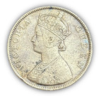 British India 1862 Silver One Rupee 2 0 Dots Victoria Queen