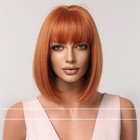 Women Fashion Short Straight Bob Wig Blunt Bangs Heat Resistant Synthetic Wig