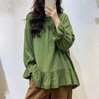 Autumn Retro Womens Casual Loose Long Sleeve Pullover Shirts Tops Blouse New
