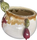 Vtg Fisherman s Fortune Lucky Frog Bowl 3 5  Majolica Beige Drip Glaze Planter