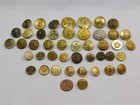 Lot Of 44 Vintage Antique Brass Shank Buttons Eagle Crest Excelsior Anchor More