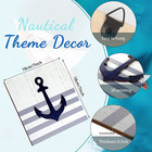 4 Pieces Nautical Wall Decor Anchor Ship Wheel Sailboat Dark Blue  White 