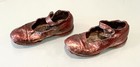 Vintage Antique Copper Metal Covered Decor Child Girl Shoes