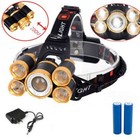 80000lm 5-led Zoom Led Rechargeable 18650 Headlamp Head Light Torch Charger Us
