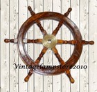 Captains Ship Wheel Ships Wheel Steering Helm Vintage Wooden Maritime D  cor Item