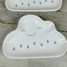 Lot Of 2 Isaac Jacobs White Blue Smiling Rain Cloud Trinket Dish