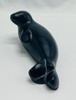 Vintage Boma Canada Inuit  Black Soapstone Sea Lion Seal Hand Carved Figurine