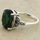 Victorian Style 925 Sterling Silver 5 Ct Simulated Emerald   Pearl Ring     535x