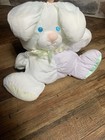 Vintage 1988 Fisher Price Puffalump White Bunny 12  Baby Rattle Plush Toy Rabbit