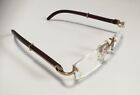 Vintage Cartier Rimless Eyeglasses Frame Gold   Wood Accent