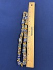 Antique African Trade Bead Necklace  Glass Hand-painted Blue Green Orange Brown