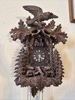 Rare  Vintage Large Black Forest Dancing People Cuckoo Clock Trees Wolf Bird