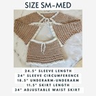 Handmade Crochet Festival Set  Bell Sleeve Front Tie Shrug   Mini Skirt  Taupe