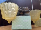 Vintage Lincoln Mfg Co Art Deco Ceiling Light Yellow Glass Shades Flush Mount