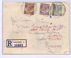 Singapore Malaya Straits Kgv Reg Cover 1937 Bombay Forward Lucknow India Wm38