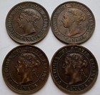 1888  1893  1901  1899 Canada Large Cents F To Xf Details  4 Canadian 1c Coins