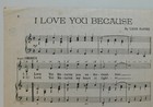 I Love You Because Vintage Sheet Music Jim Reeves 1940s Country Song Leon Payne