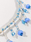 Artisan Blue Clear Gray Glass Bead Charm Ankle Bracelet Anklet 10 Inches