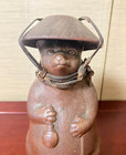 Vintage Japanese Bizen Ware Figurine Tanuki Raccoon Dog Pottery