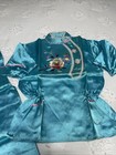 Vintage 1940   s Japanese Fine Embroidered Asian Blue Kimono Child Set Size L
