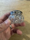 Antique Cut Glass Crystal Vanity Jar With Sterling Silver Lid