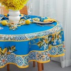 Provence Blue Lemon Mediterranean Tile Tabletop For Tablecloth - 70  Round