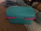 Vintage Eagle Craftstor Sewing Craft Storage Organizer Tote Bin Teal Purple Pink