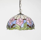 Vintage Tiffany Style Pendant Light Stained Glass Ceiling Lamp Floral Fixture