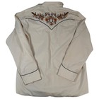 Rangers Original Mens Western Ranchwear Shirt Xxl Cream Embroidered Long Sleeve