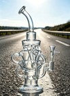Big Recycle Rig Three Pipes Fab Egg Shisha Matrix Glass Water Pipe Bong Hookah