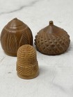 Antique Vegetable Ivory Acorn Thimble Case With Marching Thimble Thimble