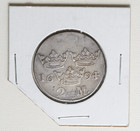 1694 Sweden King Karl charles Xi Silver 2 Mark Coin