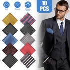10pcs Men Silk Satin Pocket Square Handkerchief Plain Solid Color Wedding Party