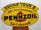 Vintage Pennzoil Sound Your Z Double Sided Metal Sign