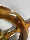 Vtg Antique Wooden Ship Wheel  Helm Nautical Hanging Decor  Real Wood 24  Brass