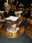 Gold Plate Bavarian Germany Couple Demitasse Teapot Creamer Sugar   Tea Cups Set