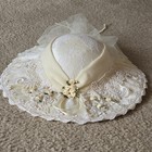 Vintage Victorian Ivory Bridal Wedding Womens Hat Tulle Lace Floral Handmade 