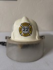 Authentic Cairns   Bro White Fire Mayor Fire Helmet W  Shield Vintage Millbourne