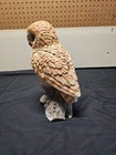 Realistic Owl Perching On Tree Stump Statue With Glass Eyes  great Condition 