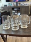 Set Of 4 Personalized Clear Glass Beer Mug With An Etched Crest    anderson    Name 