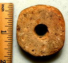 Large Colorful Neolithic African Flat Disk Bead  1-5 8  Dia  Good Condition