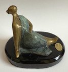 Vintage Erasmo Fuentes Sitting Girl Bronze Art Statue Sculpture D  cor  5  Tall