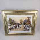 Jose Paris Street Scene Flower Market Framed Print 12x13 Gold Tone Frame